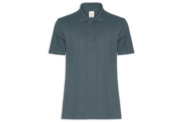 Polo Masculina Comfort Fit Listras Texturizadas - Cinza