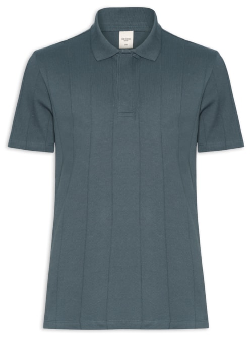 Polo Masculina Comfort Fit Listras Texturizadas – Cinza