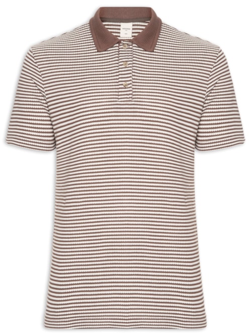 Polo Masculina Comfort Fit Malha Fio Tinto – Marrom