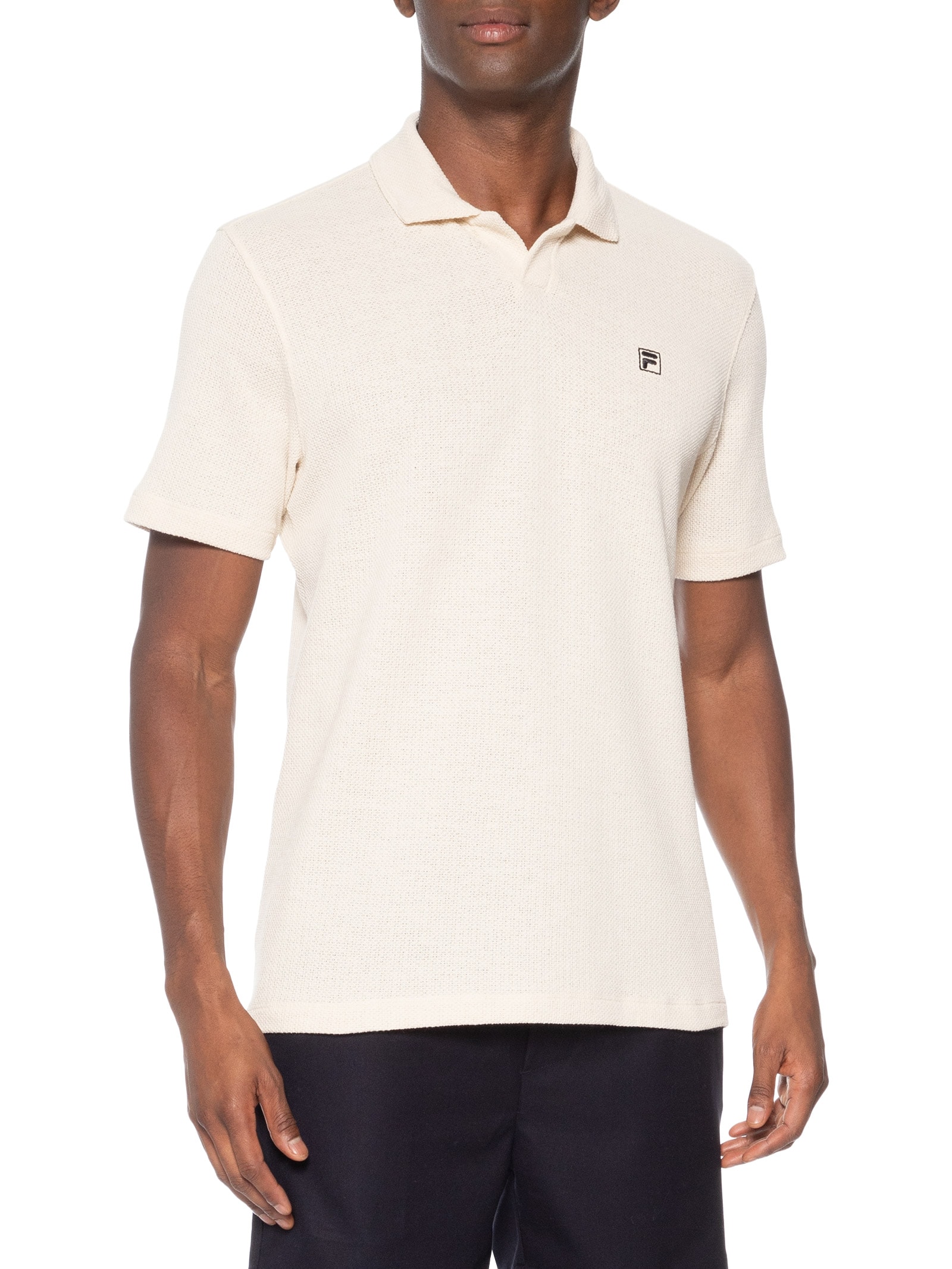 Polo Masculina Comfort Knit Off White Fila
