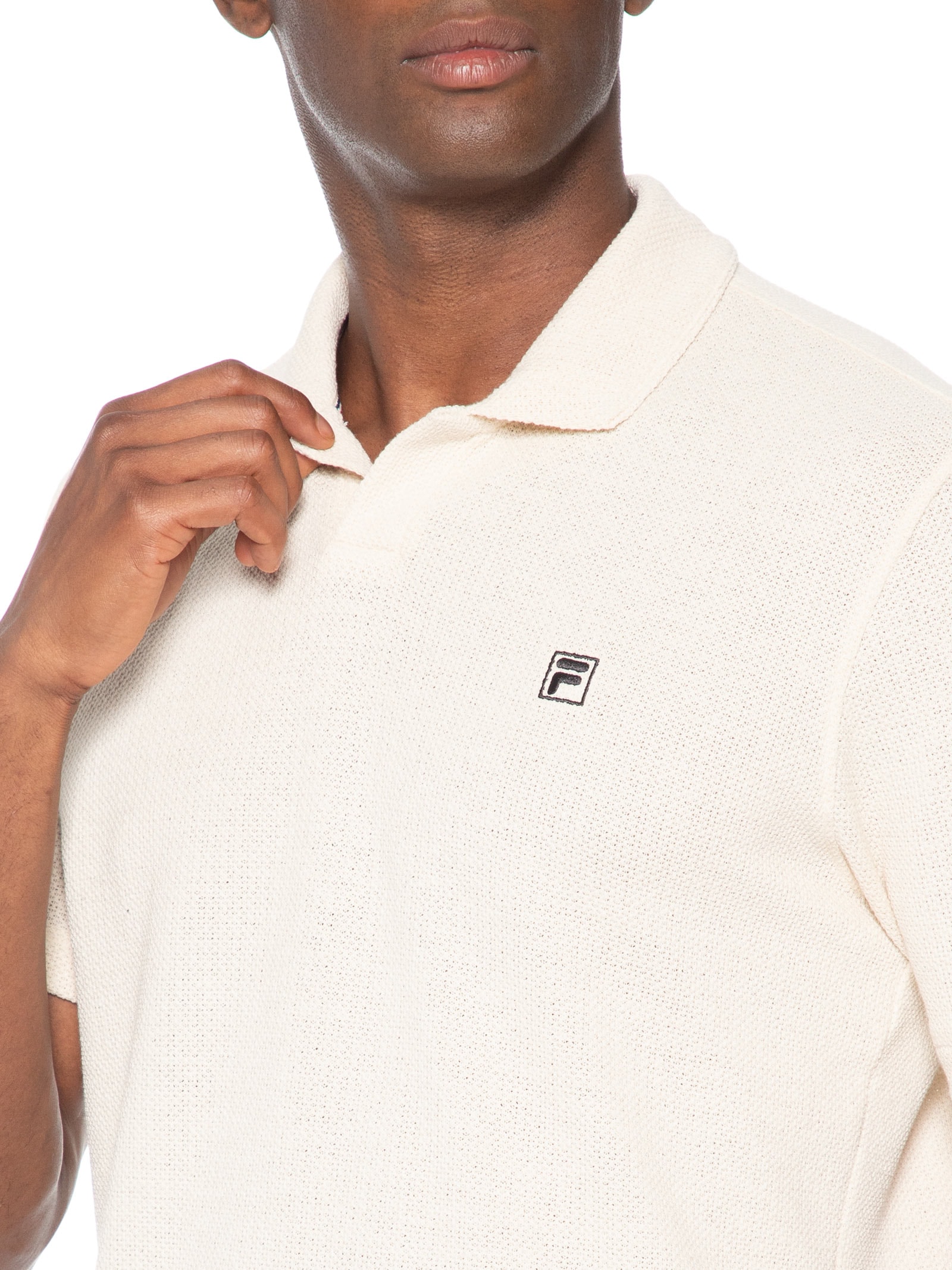 Polo Masculina Comfort Knit Off White Fila