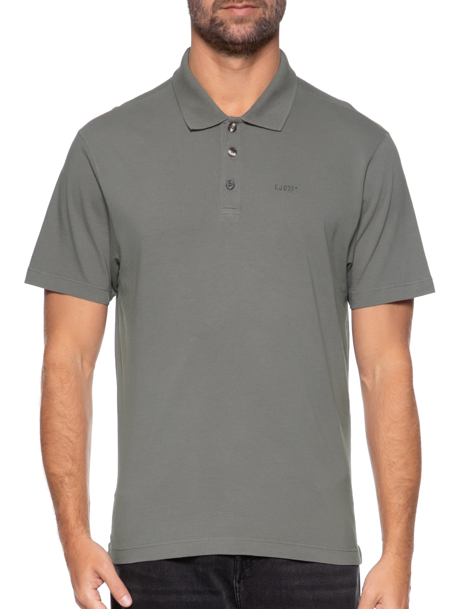 Polo Masculina Cottom Fine Easa Classic Mc Cinza Ellus