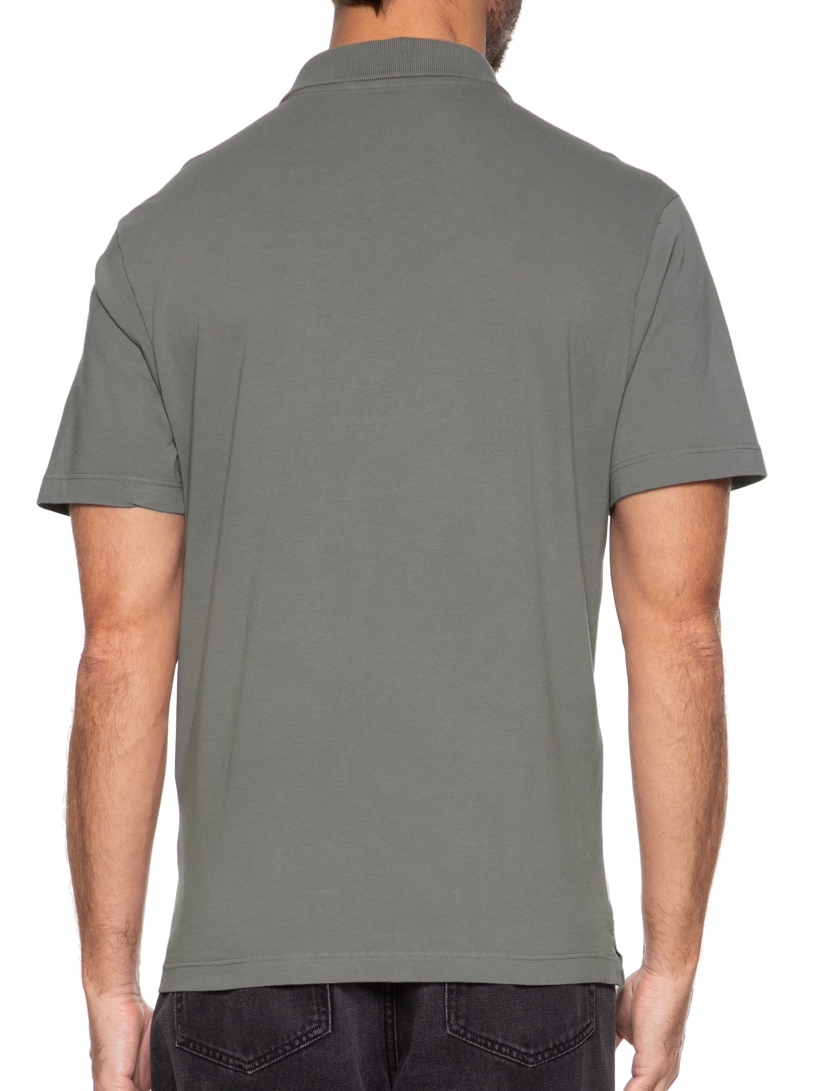 Polo Masculina Cottom Fine Easa Classic Mc Cinza Ellus