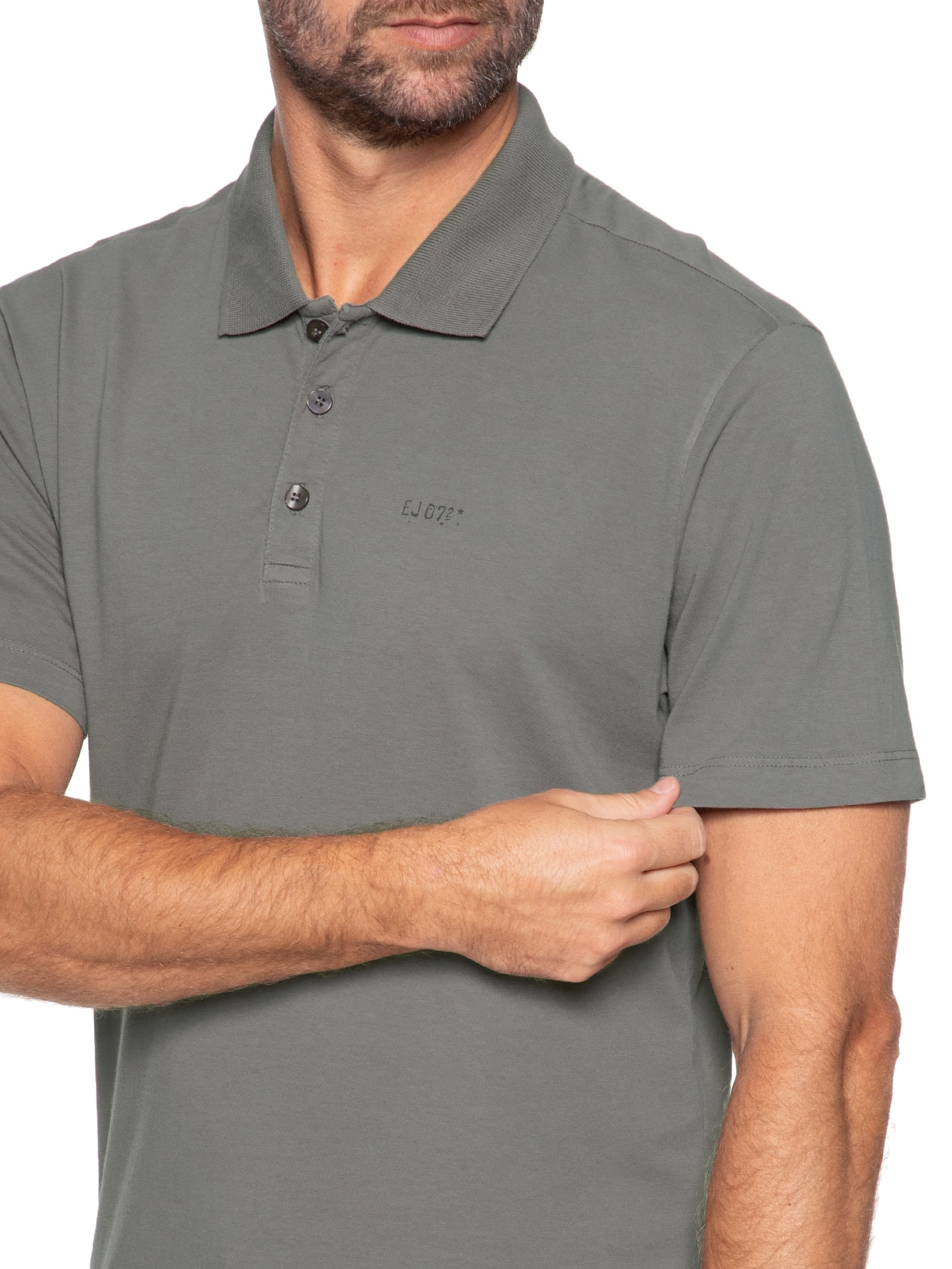 Polo Masculina Cottom Fine Easa Classic Mc Cinza Ellus