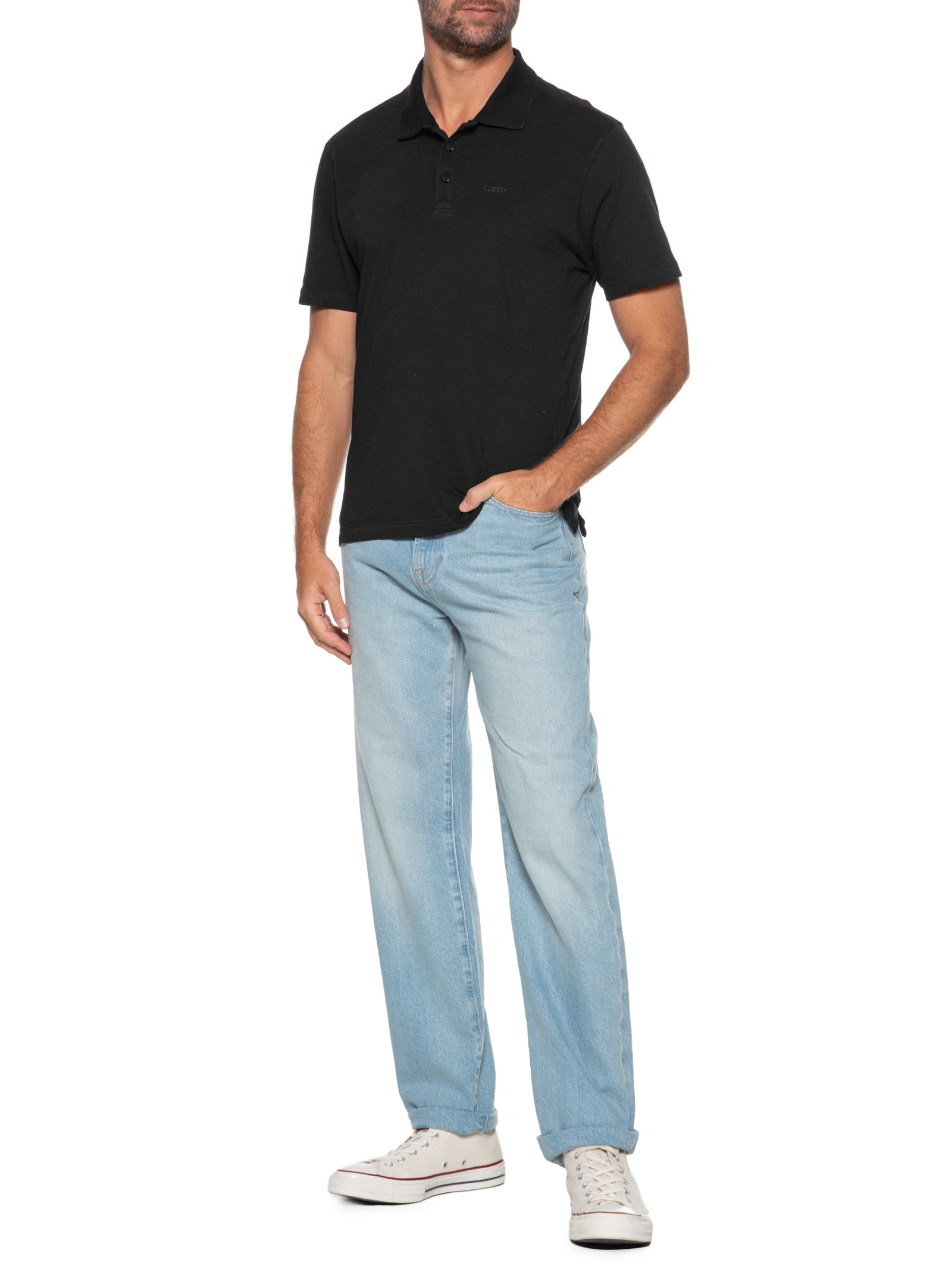 Polo Masculina Cottom Fine Easa Classic Mc Preto Ellus