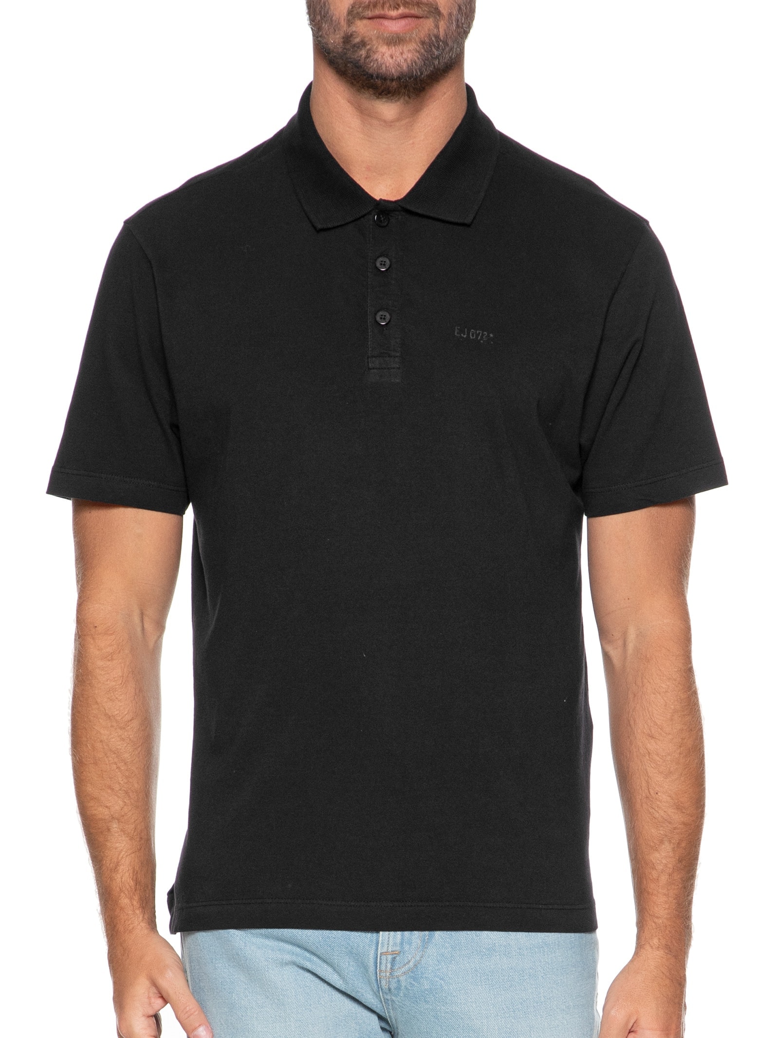 Polo Masculina Cottom Fine Easa Classic Mc Preto Ellus