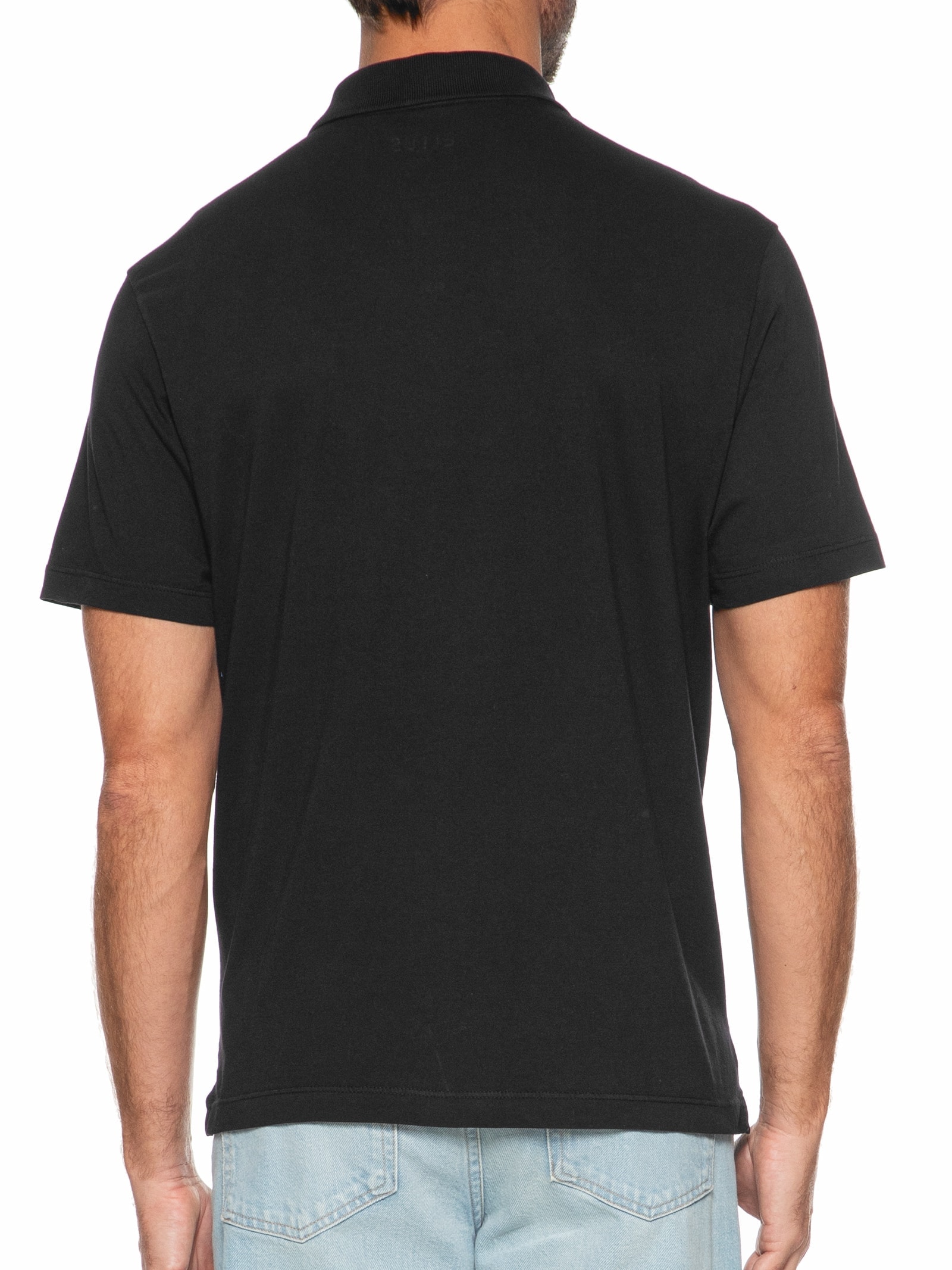 Polo Masculina Cottom Fine Easa Classic Mc Preto Ellus