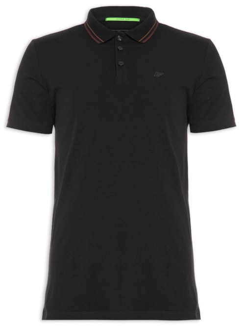 Polo Masculina Cotton Slim Easa Classic Manga Curta – Preto