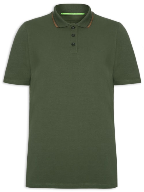 Polo Masculina Cotton Slim Easa Classic Manga Curta - Verde