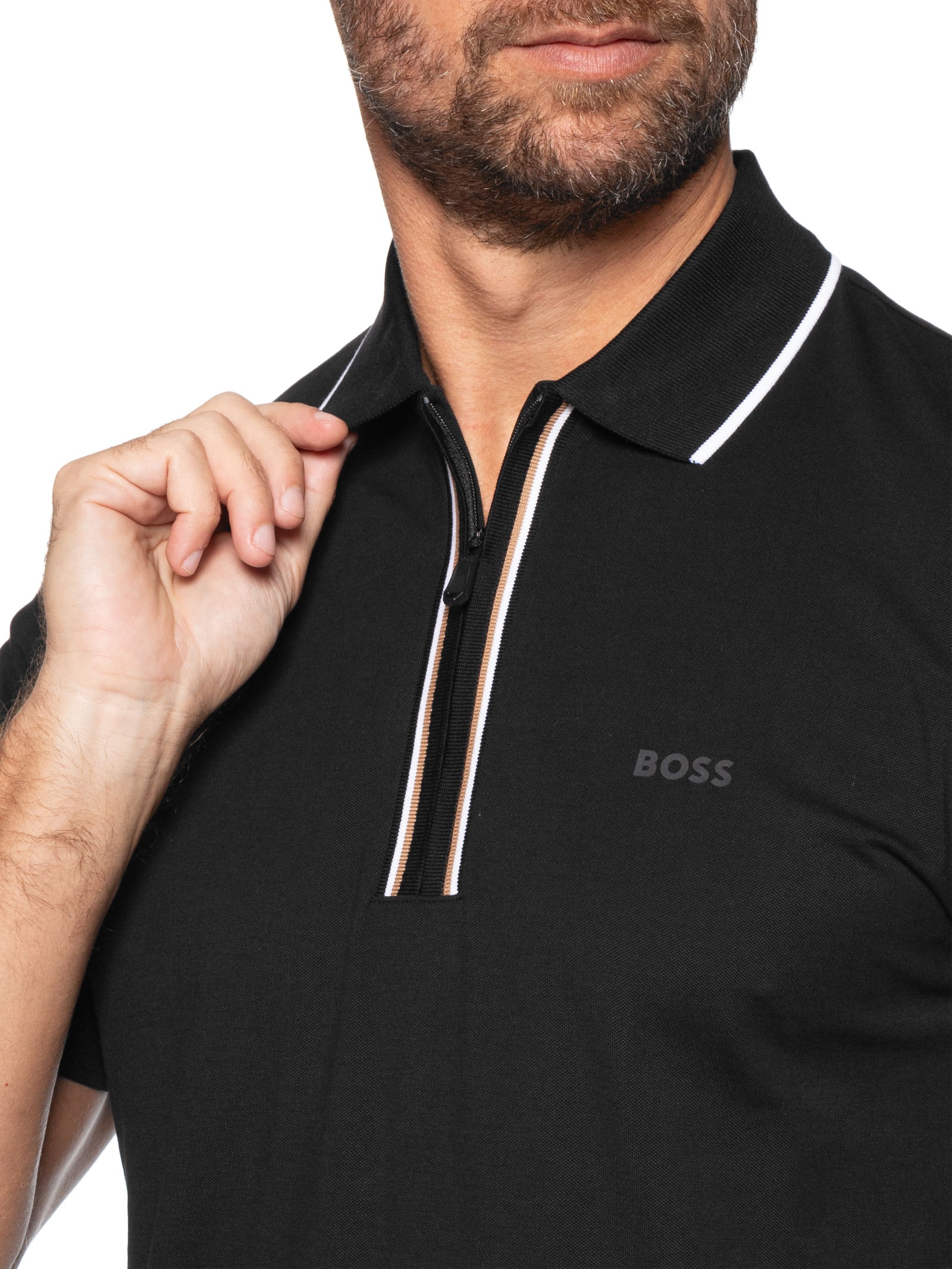 Polo Masculina Crew Neck TS-Logo Preto Boss