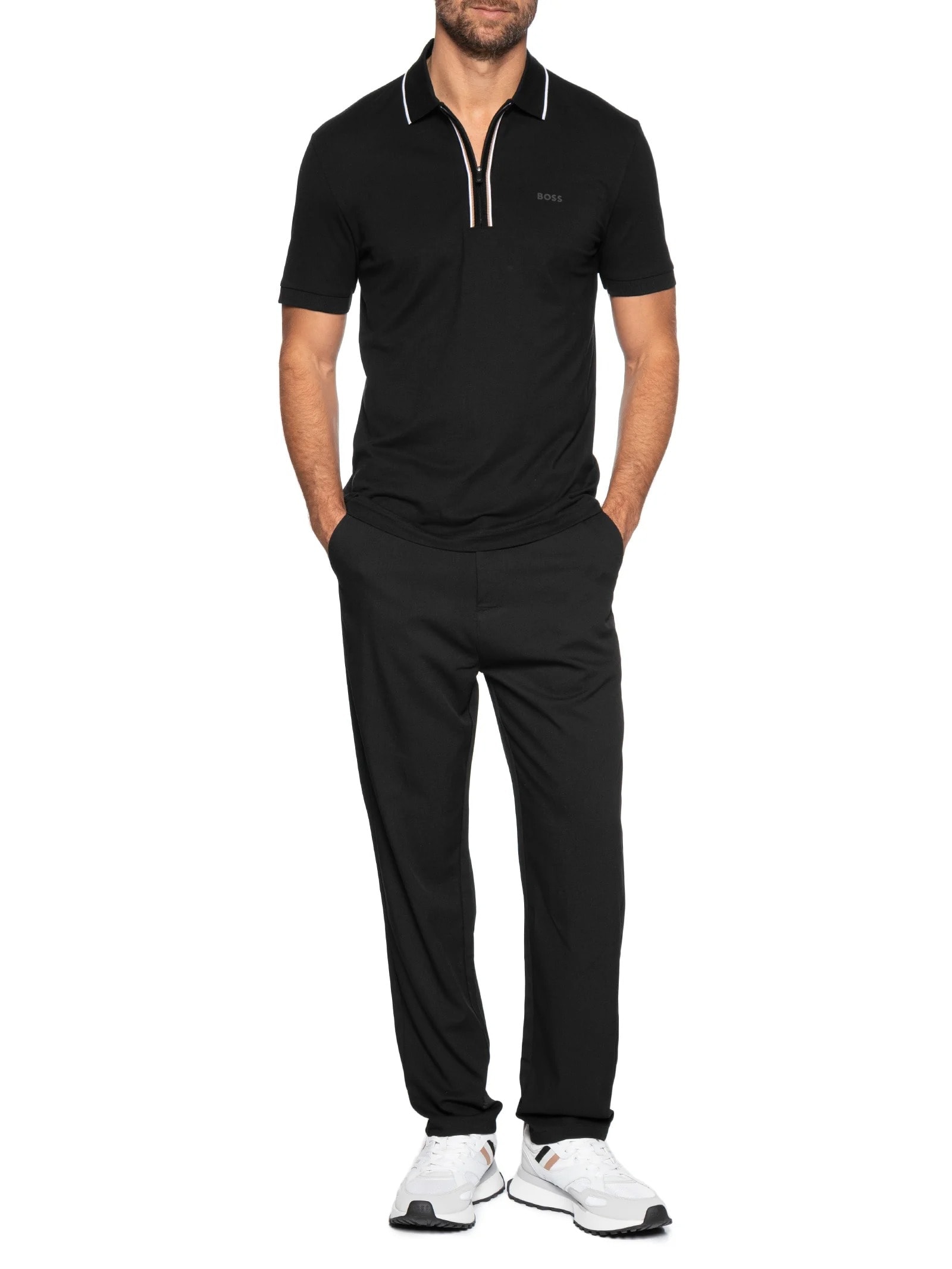 Polo Masculina Crew Neck TS-Logo Slim fit  Preto Boss