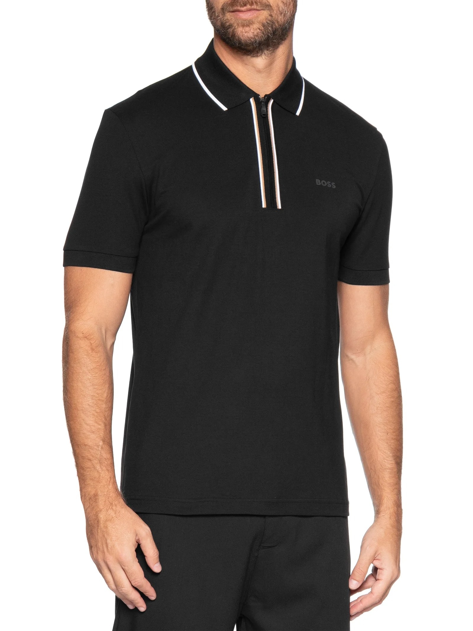 Polo Masculina Crew Neck TS-Logo Slim fit  Preto Boss