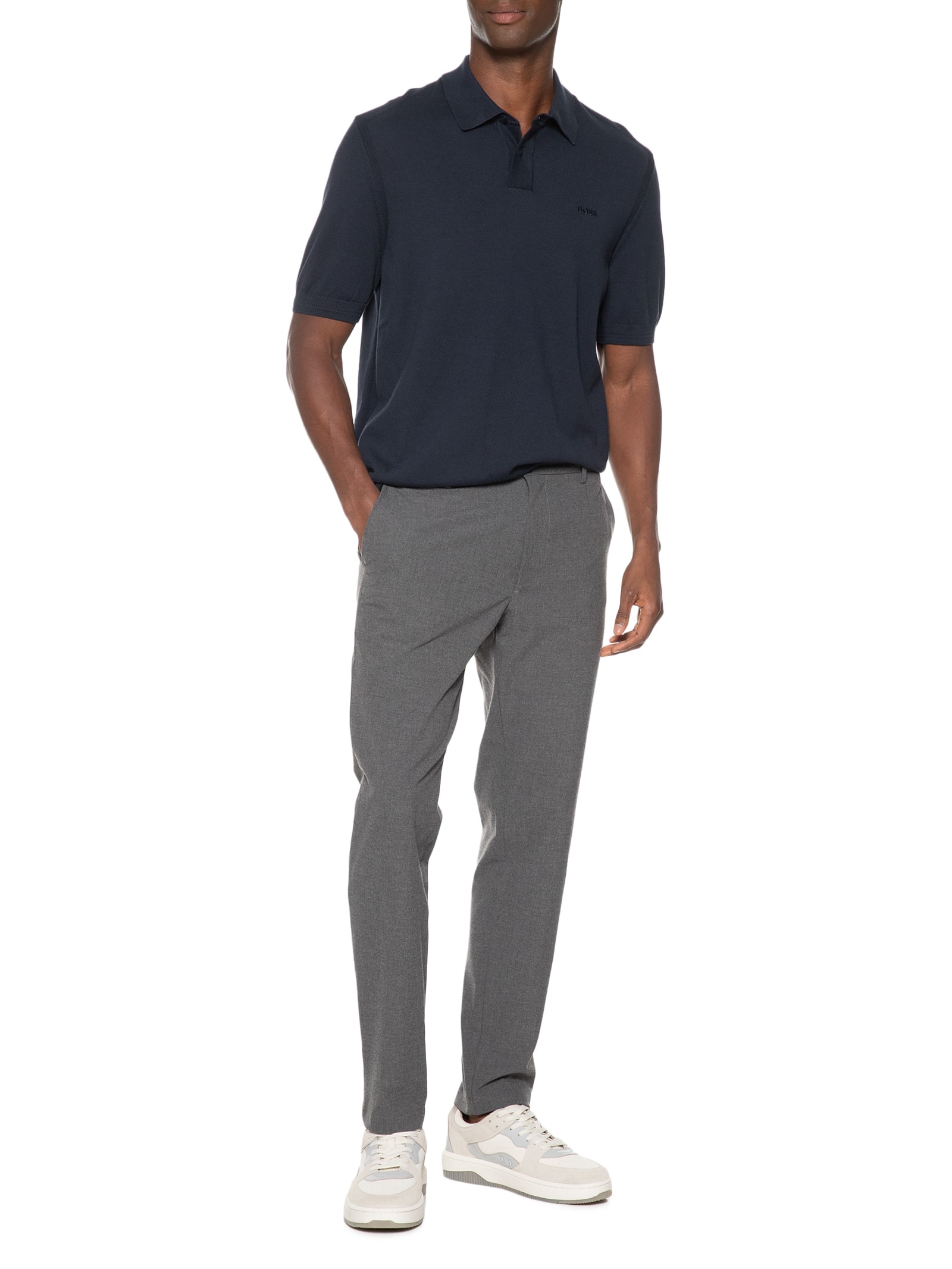 Polo Masculina de Tricô Leve Asac Azul Boss