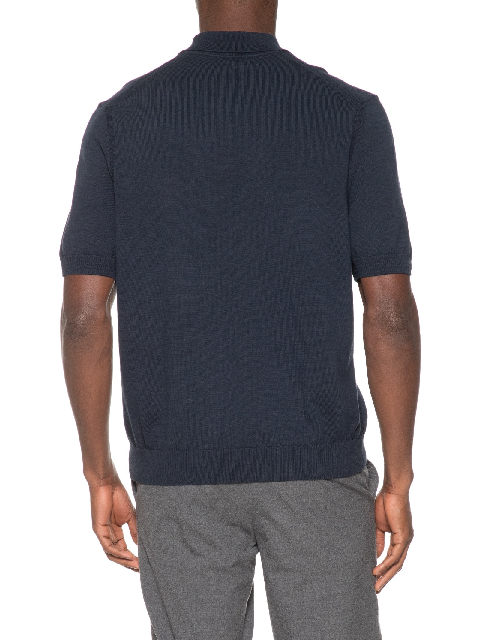 Polo Masculina de Tricô Leve Asac Azul Boss