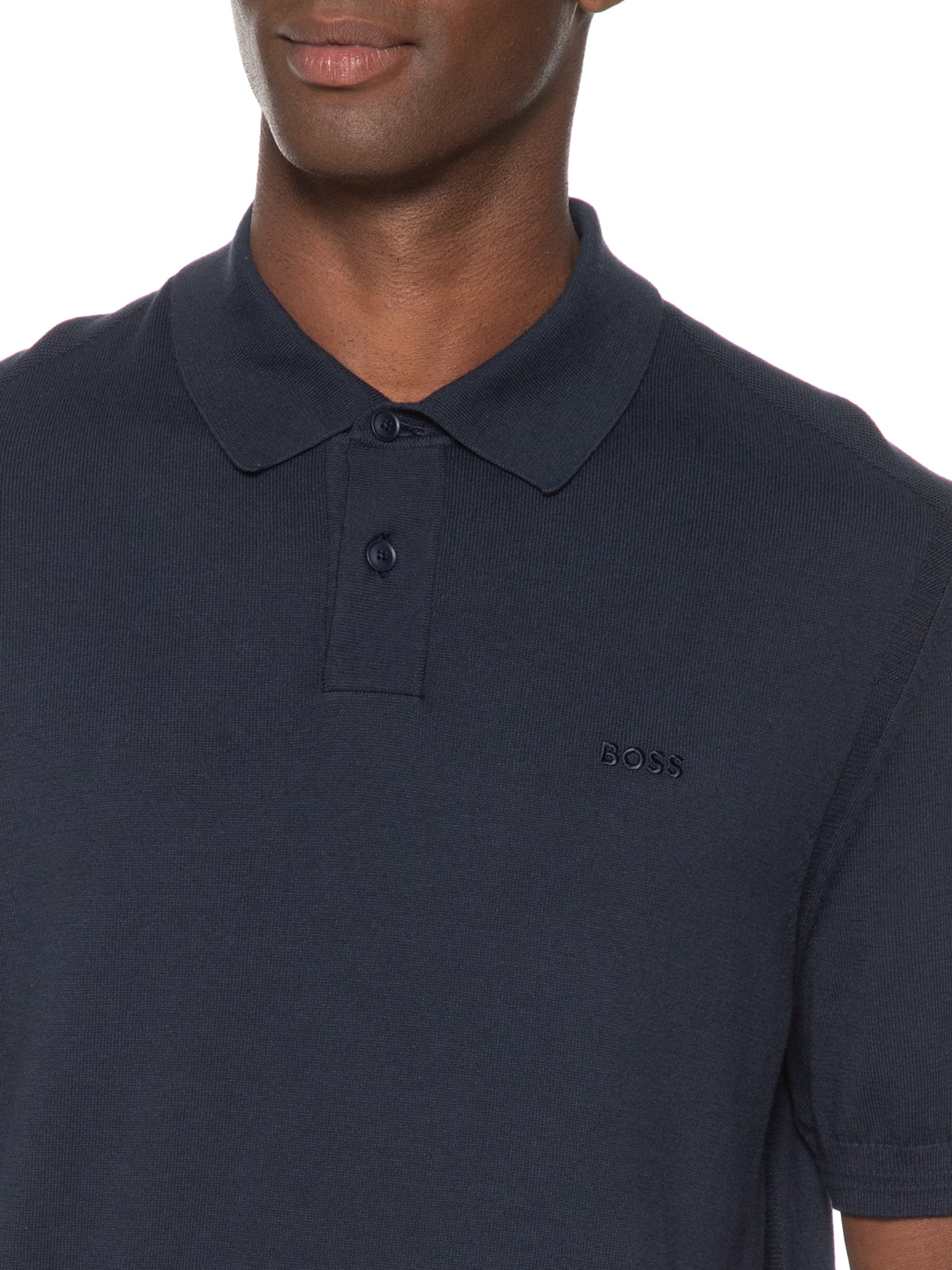 Polo Masculina de Tricô Leve Asac Azul Boss