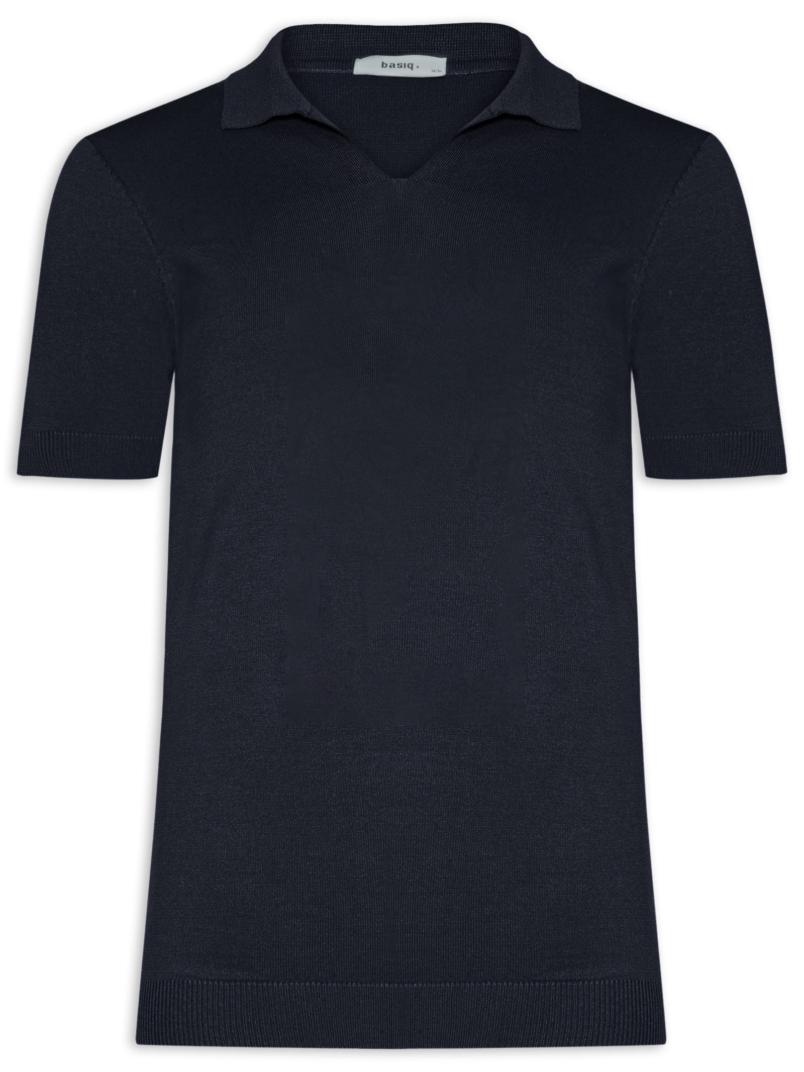 Polo Masculina De Tricot Gola V Azul Basiq Men