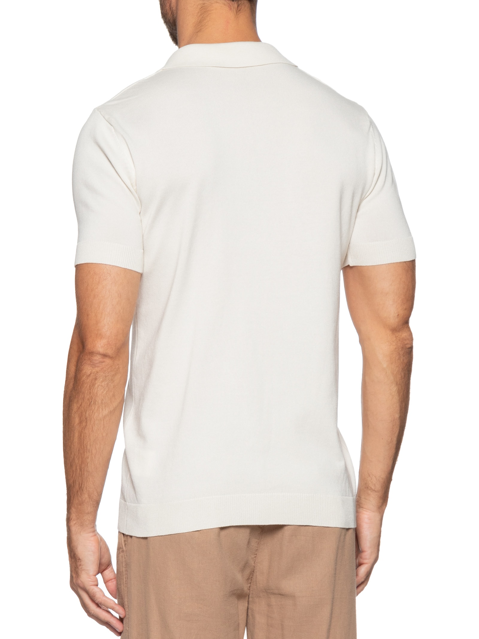 Polo Masculina De Tricot Gola V Off White Basiq Men