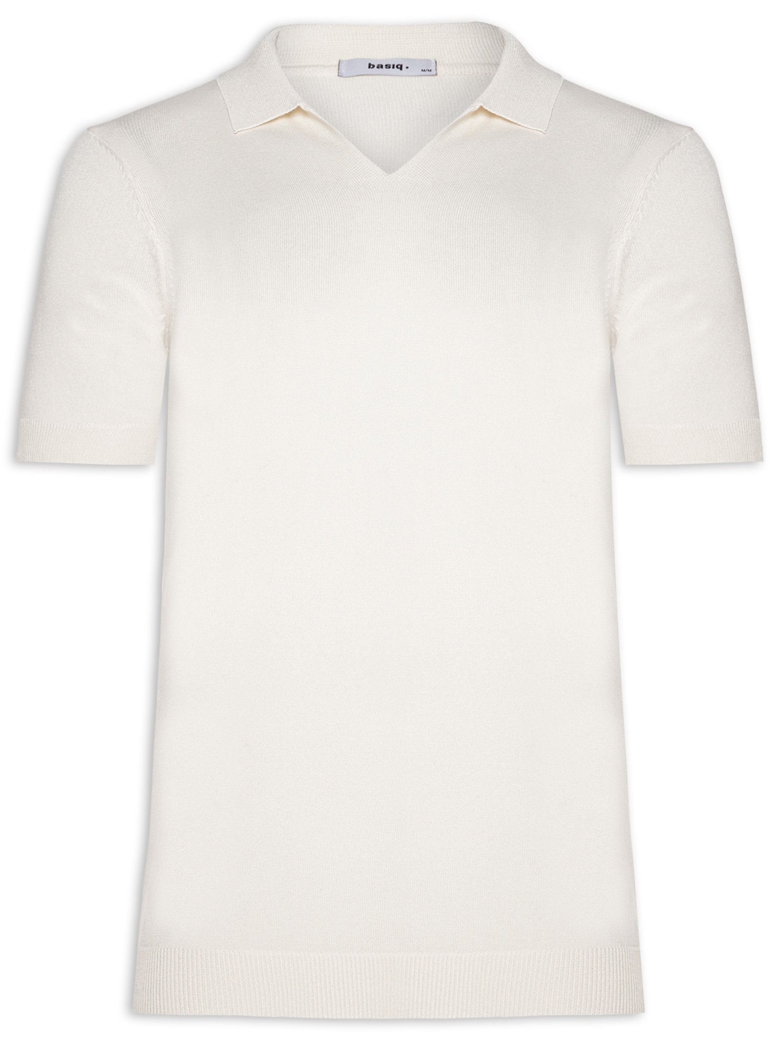 Polo Masculina De Tricot Gola V Off White Basiq Men