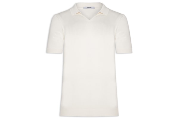 Polo Masculina De Tricot Gola V - Off White