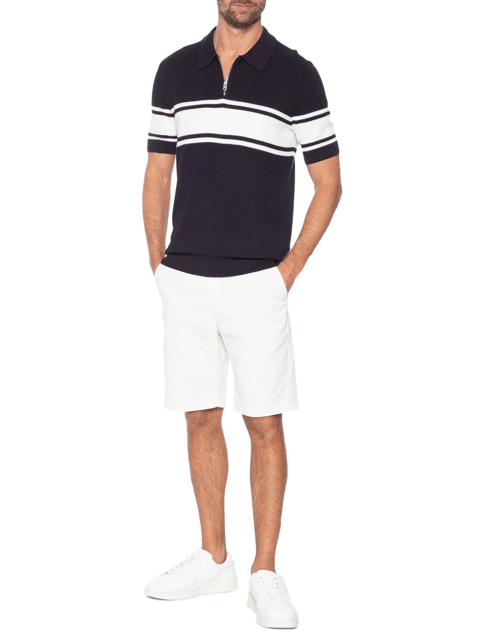 Polo Masculina De Tricot Sholton Azul Hugo