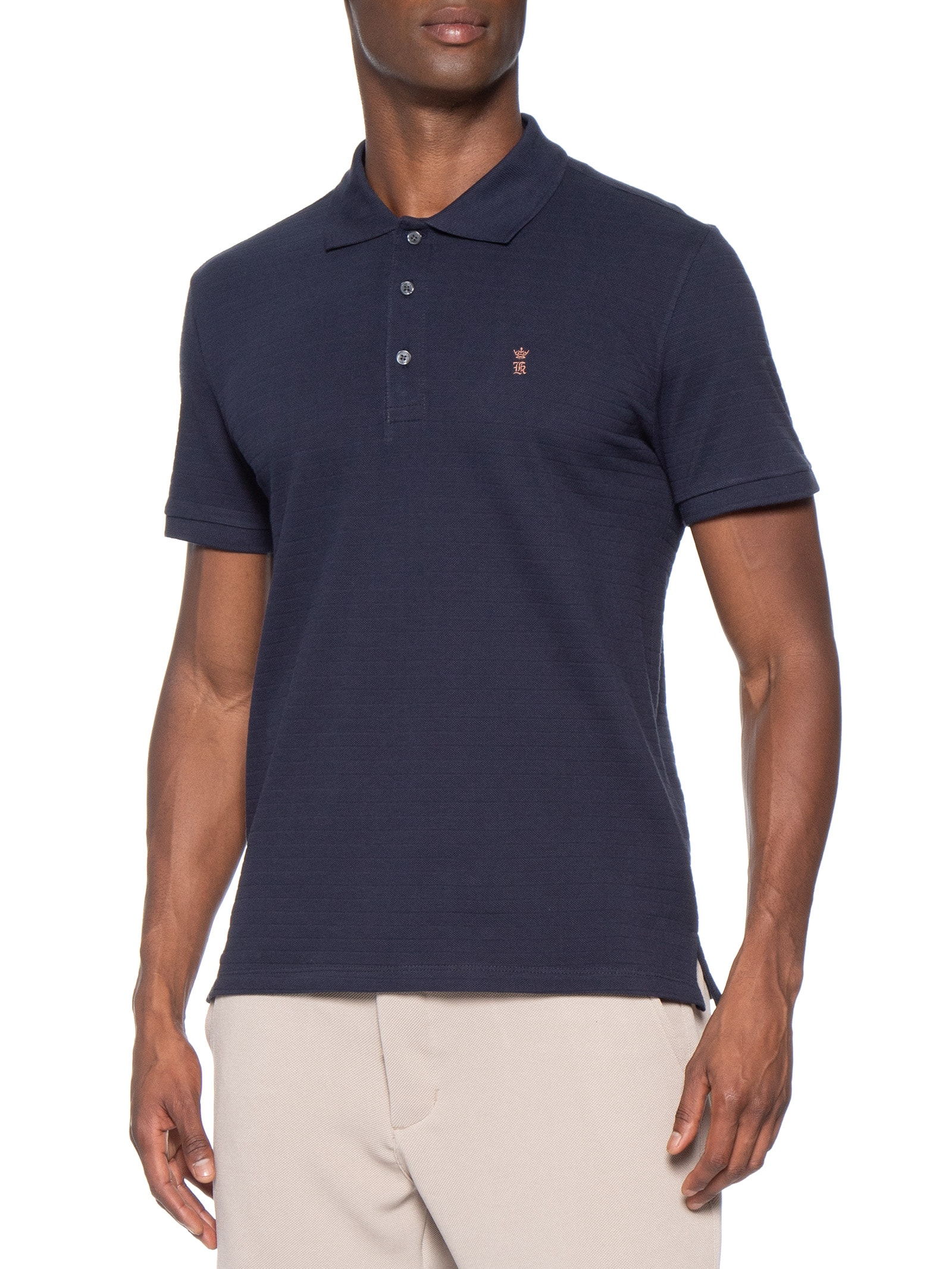 Polo Masculina Detalhe Camurça – Azul Sergio K
