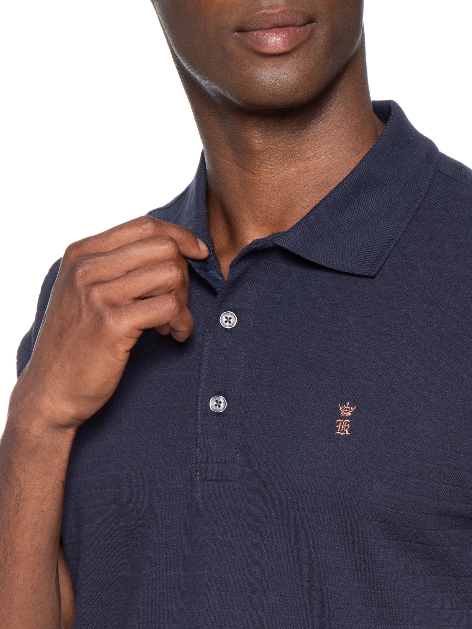 Polo Masculina Detalhe Camurça – Azul Sergio K