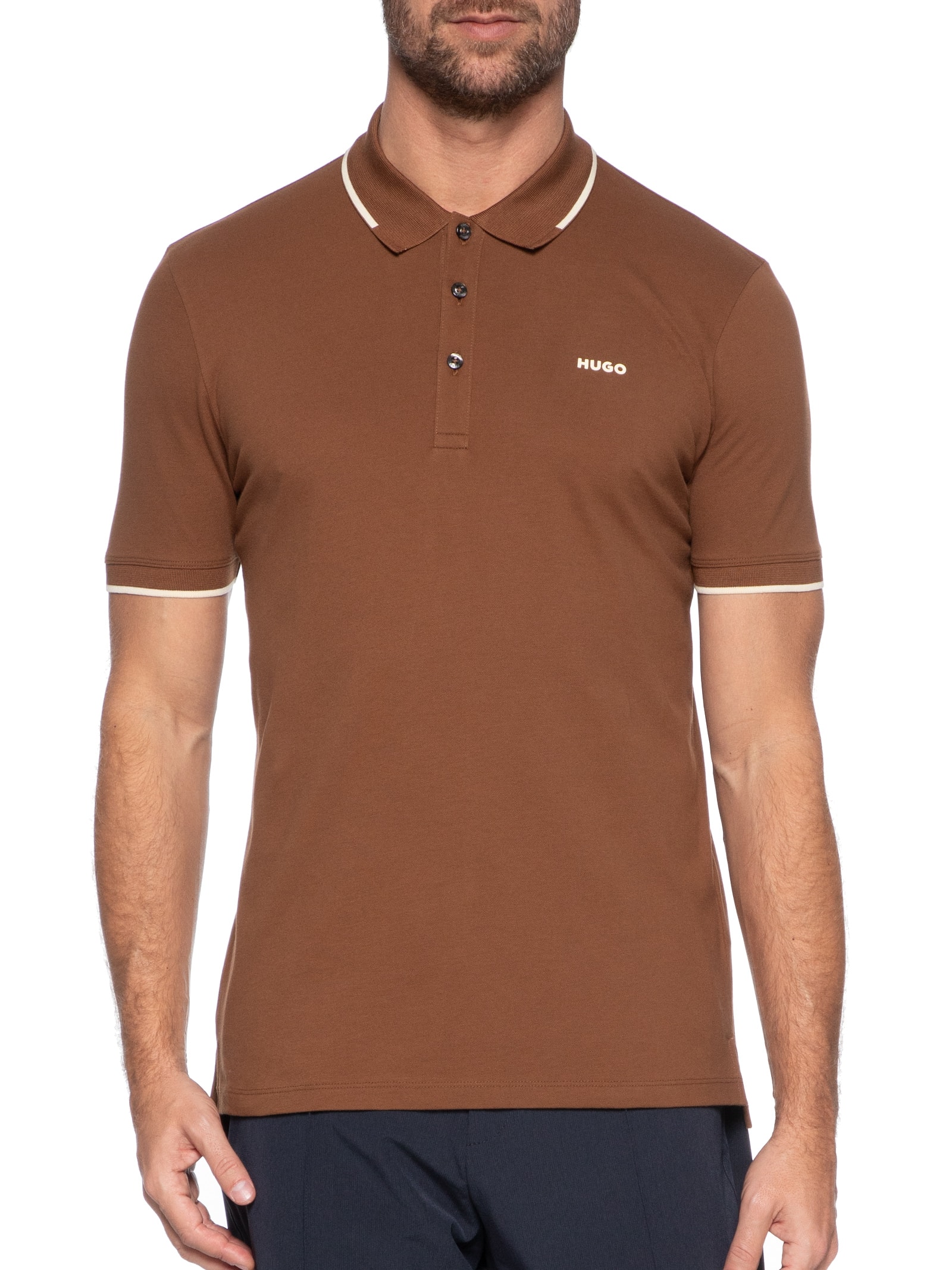 Hugo - Polo Masculina Dinoso - Marrom