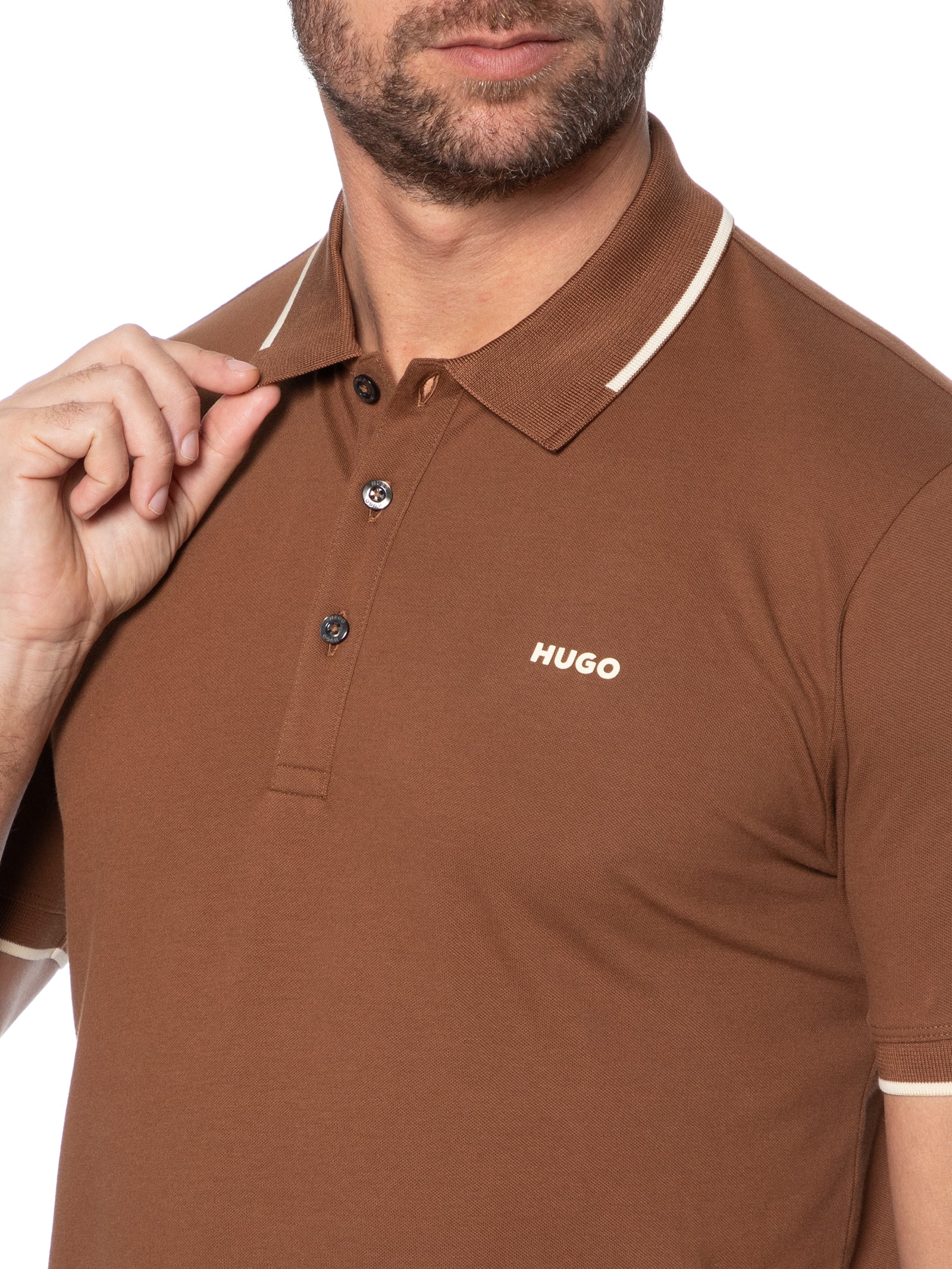 Hugo - Polo Masculina Dinoso - Marrom