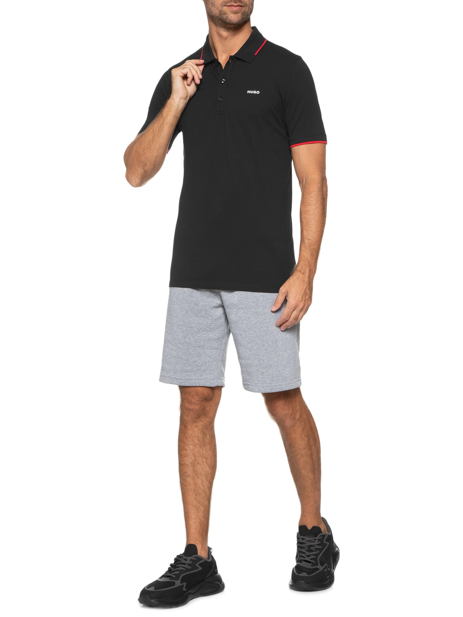 Polo Masculina Dinoso Preto Hugo