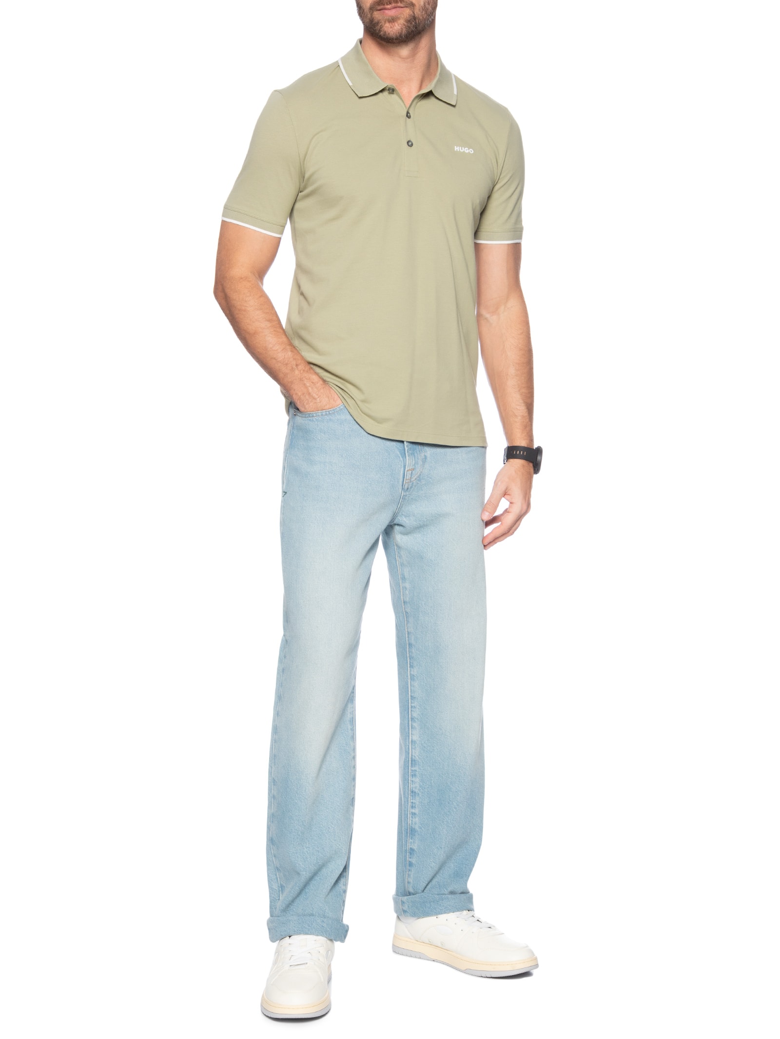 Polo Masculina Dinoso Verde Hugo