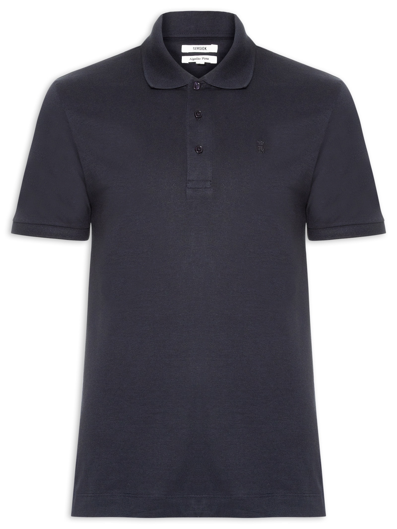 Polo Masculina Em Algodão Pima Azul Sergio K