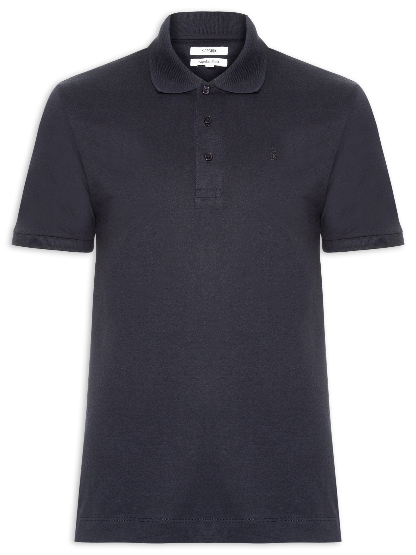 Polo Masculina Em Algodão Pima Azul Sergio K