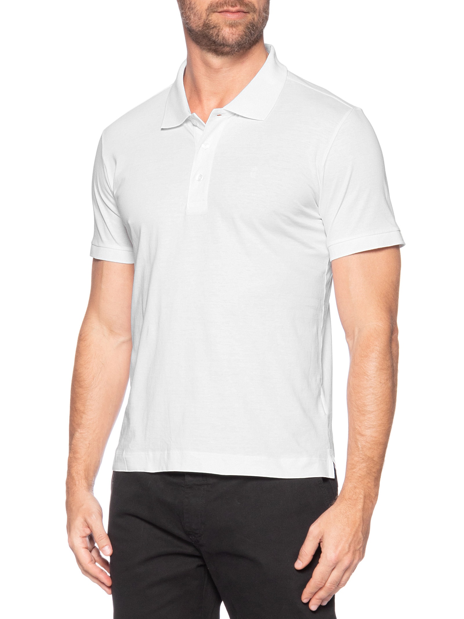 Polo Masculina Em Algodão Pima Branco Sergio K