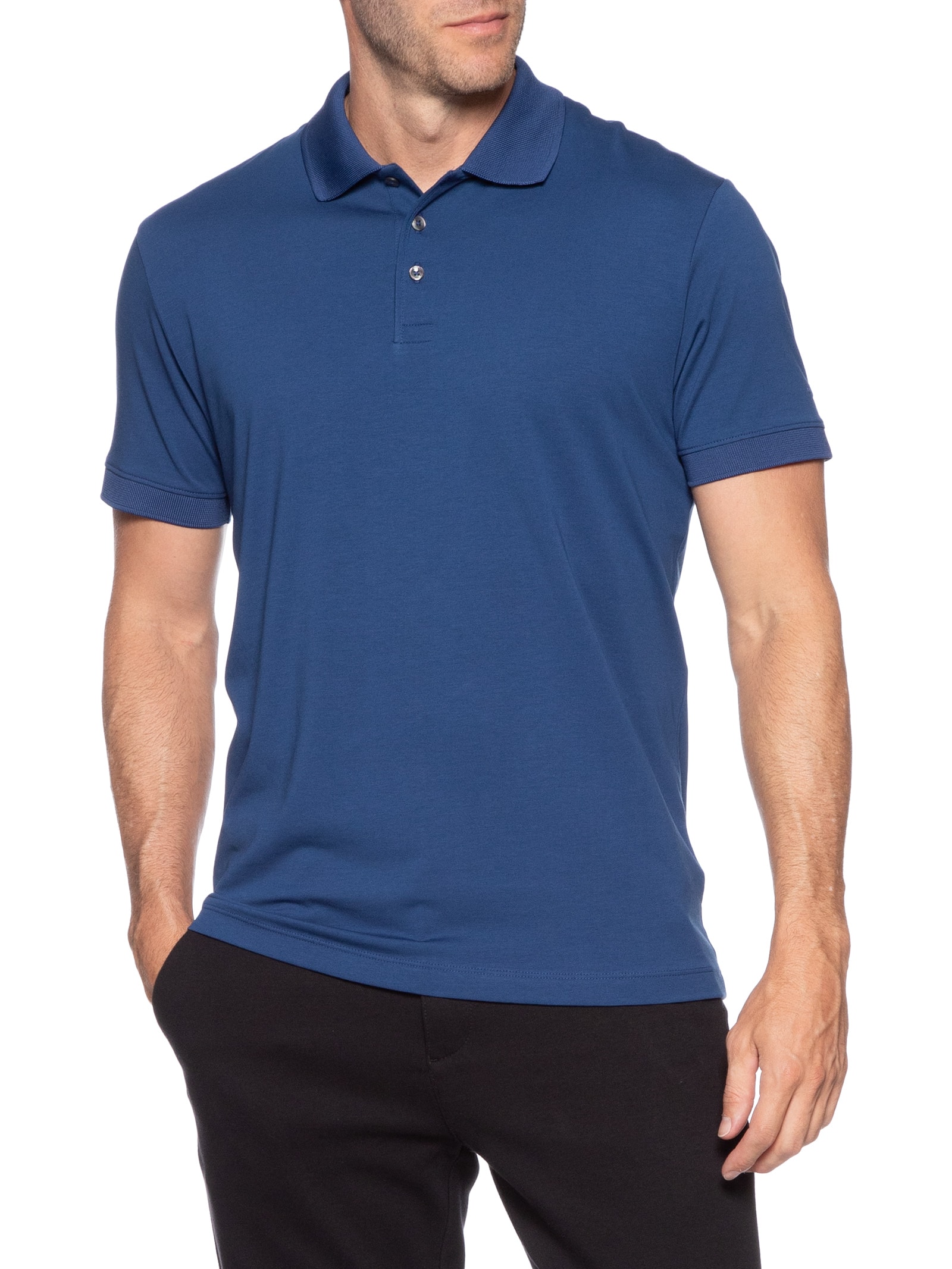 Polo Masculina em Algodão Pima Performing Azul Urban