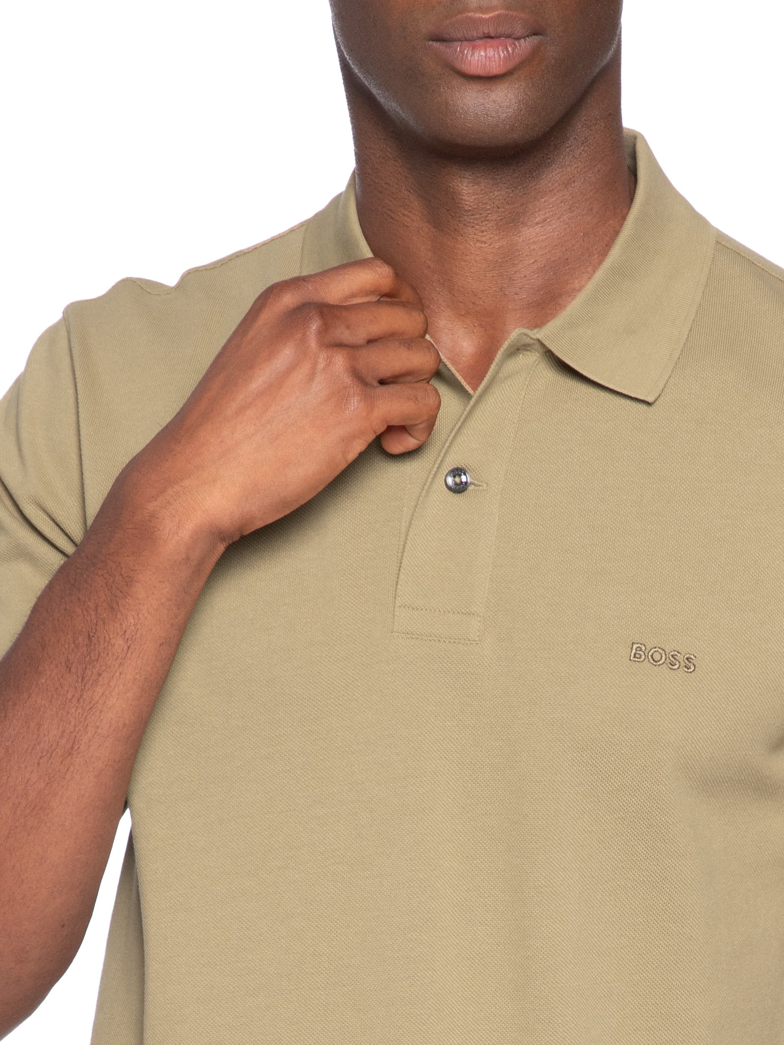 Polo Masculina Em Algodão Piqué Pallas Bege Boss