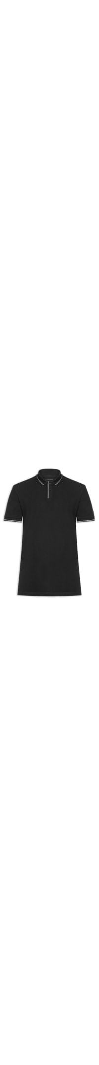 Polo Masculina Em Algodão - Preto