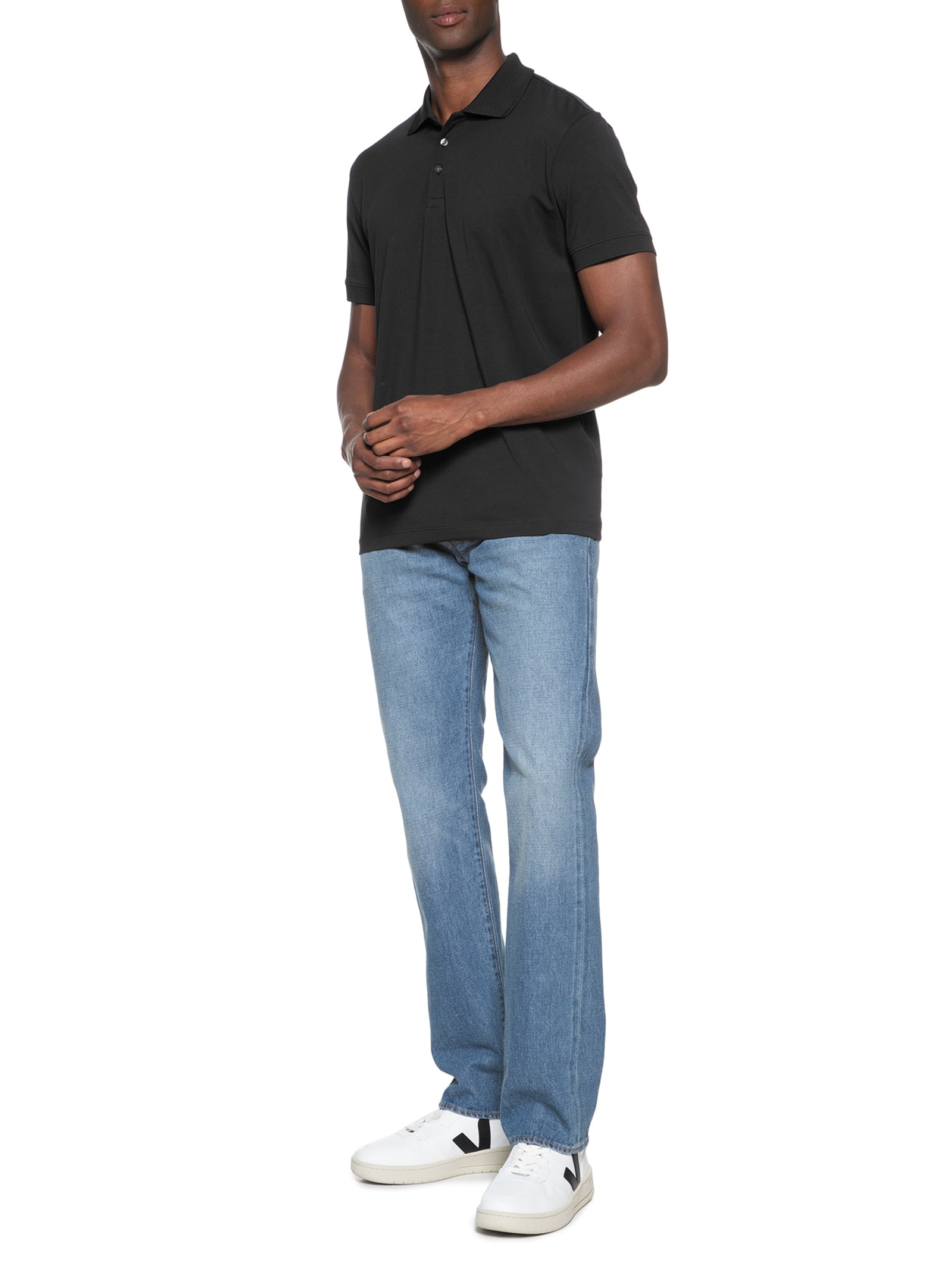 Polo Masculina em Algodãoa Pima Performing Preto Urban