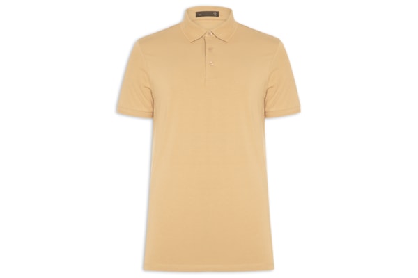Polo Masculina Em Malha - Bege