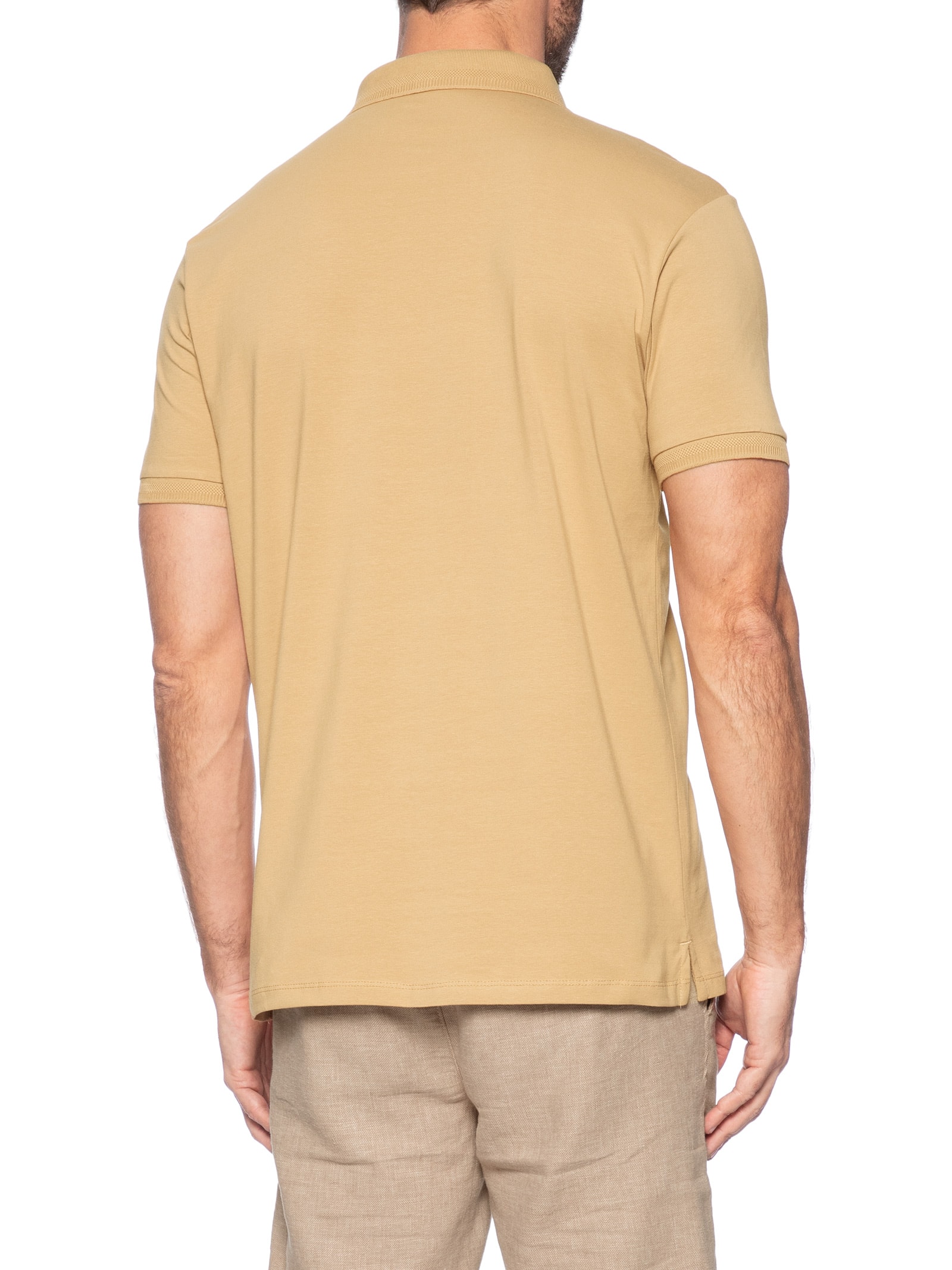 Polo Masculina Em Malha Bege '2 Essential