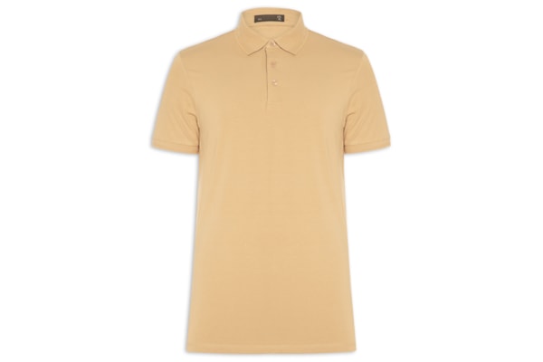 Polo Masculina Em Malha - Bege