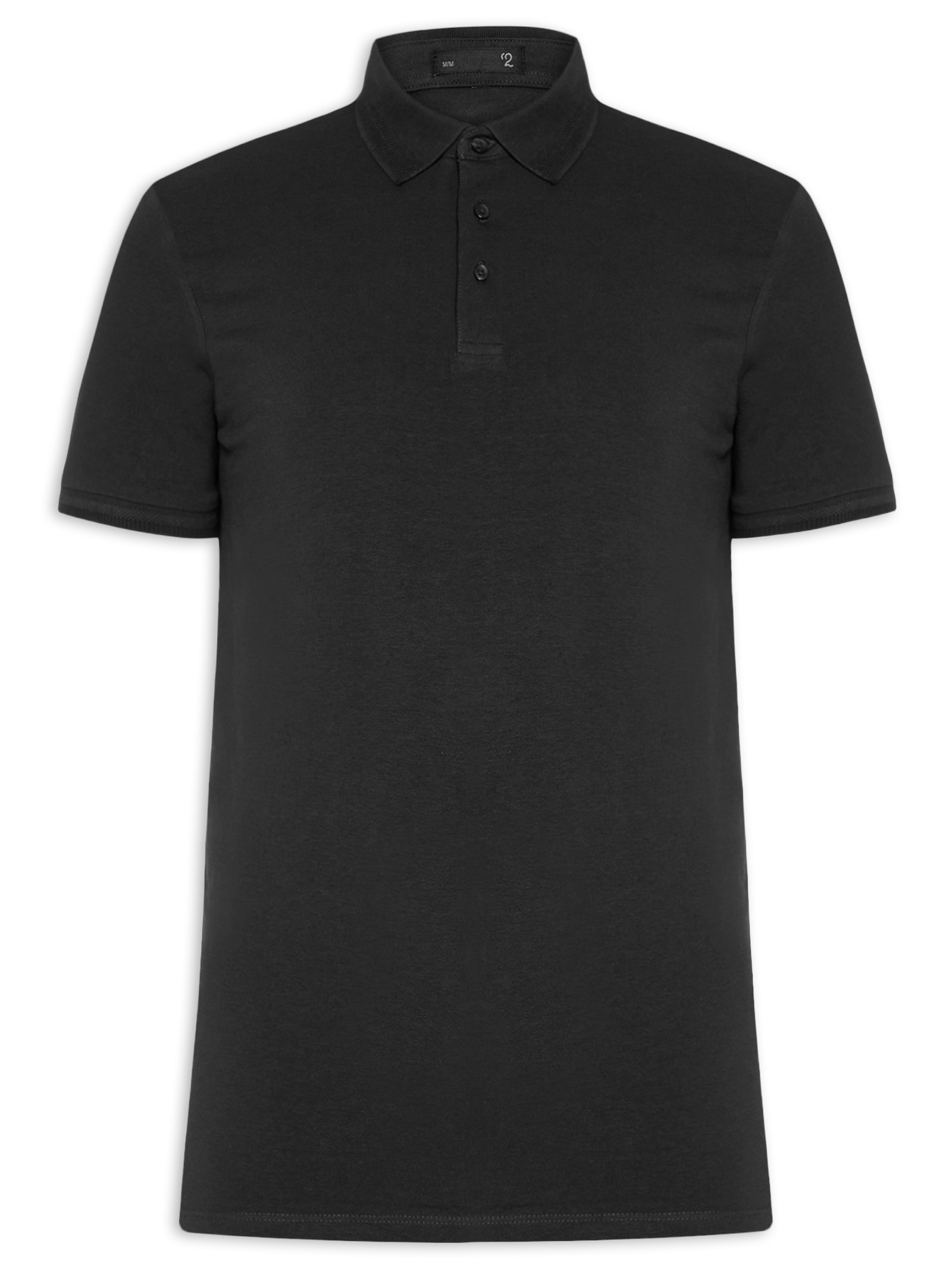 Polo Masculina Em Malha Preto '2 Essential