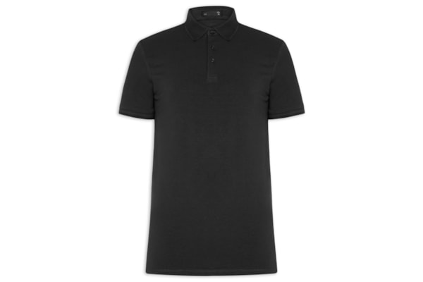 Polo Masculina Em Malha - Preto