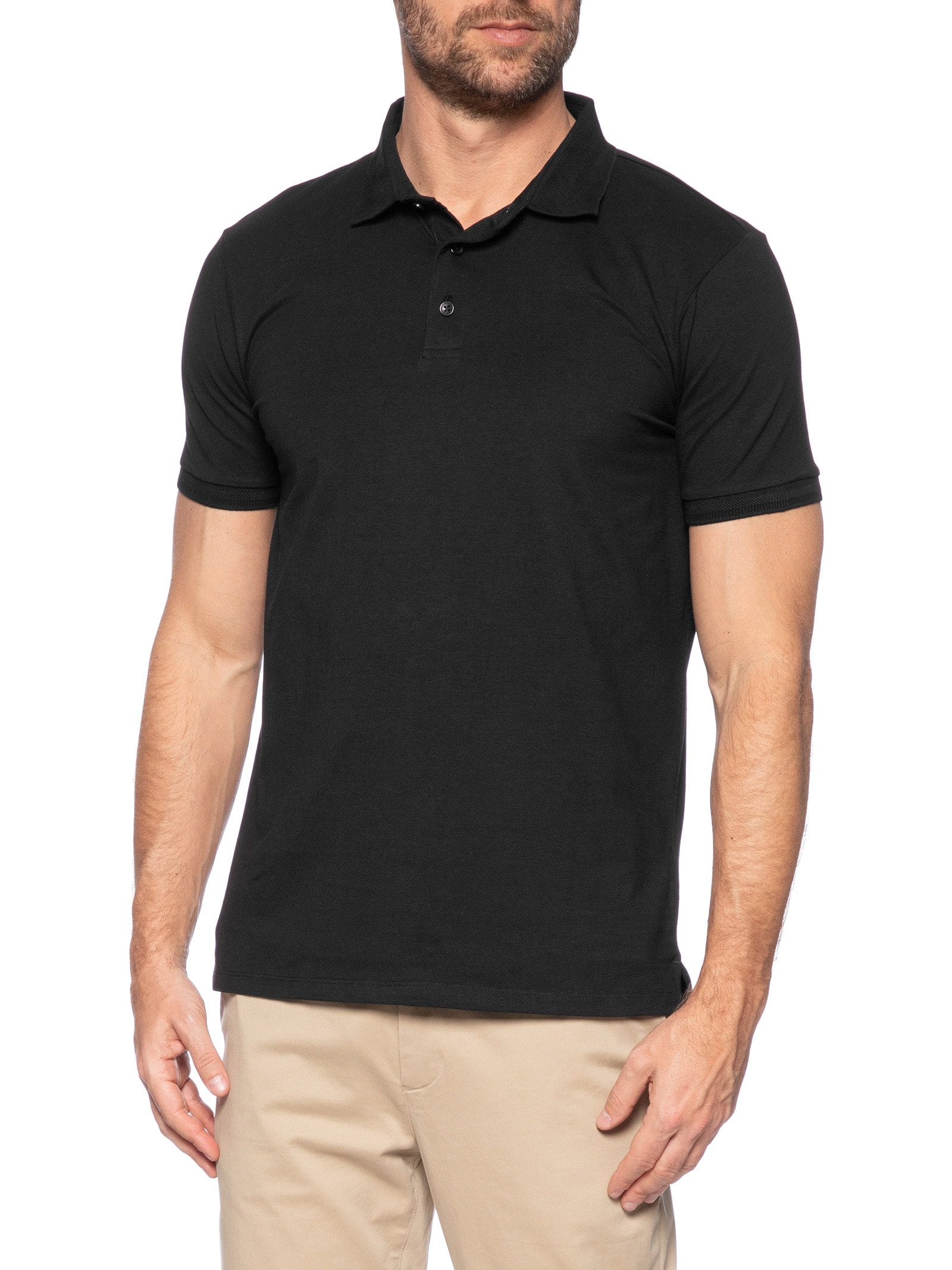 Polo Masculina Em Malha Preto '2 Essential