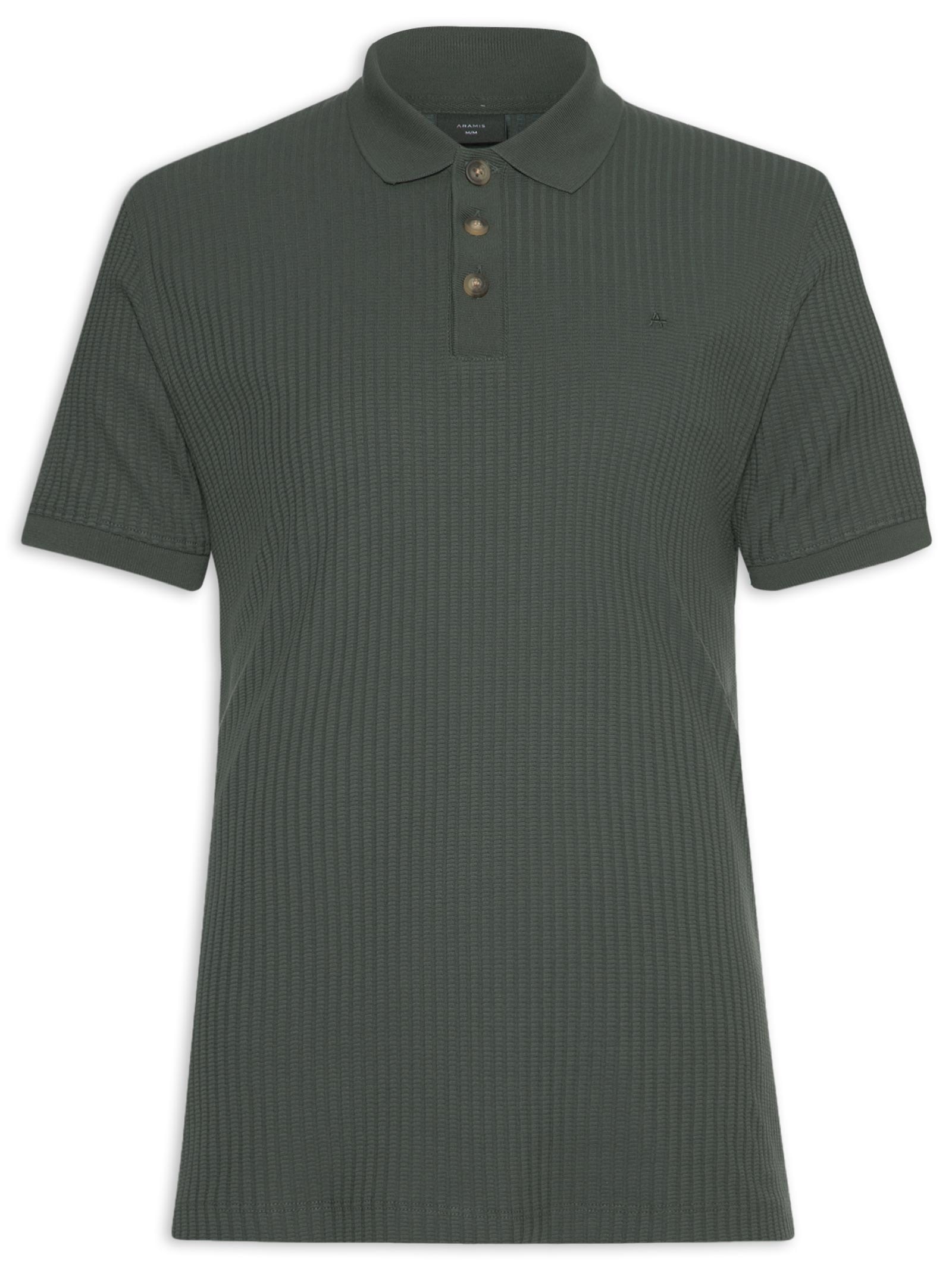 Polo Masculina em Malha Texturizada Verde Aramis