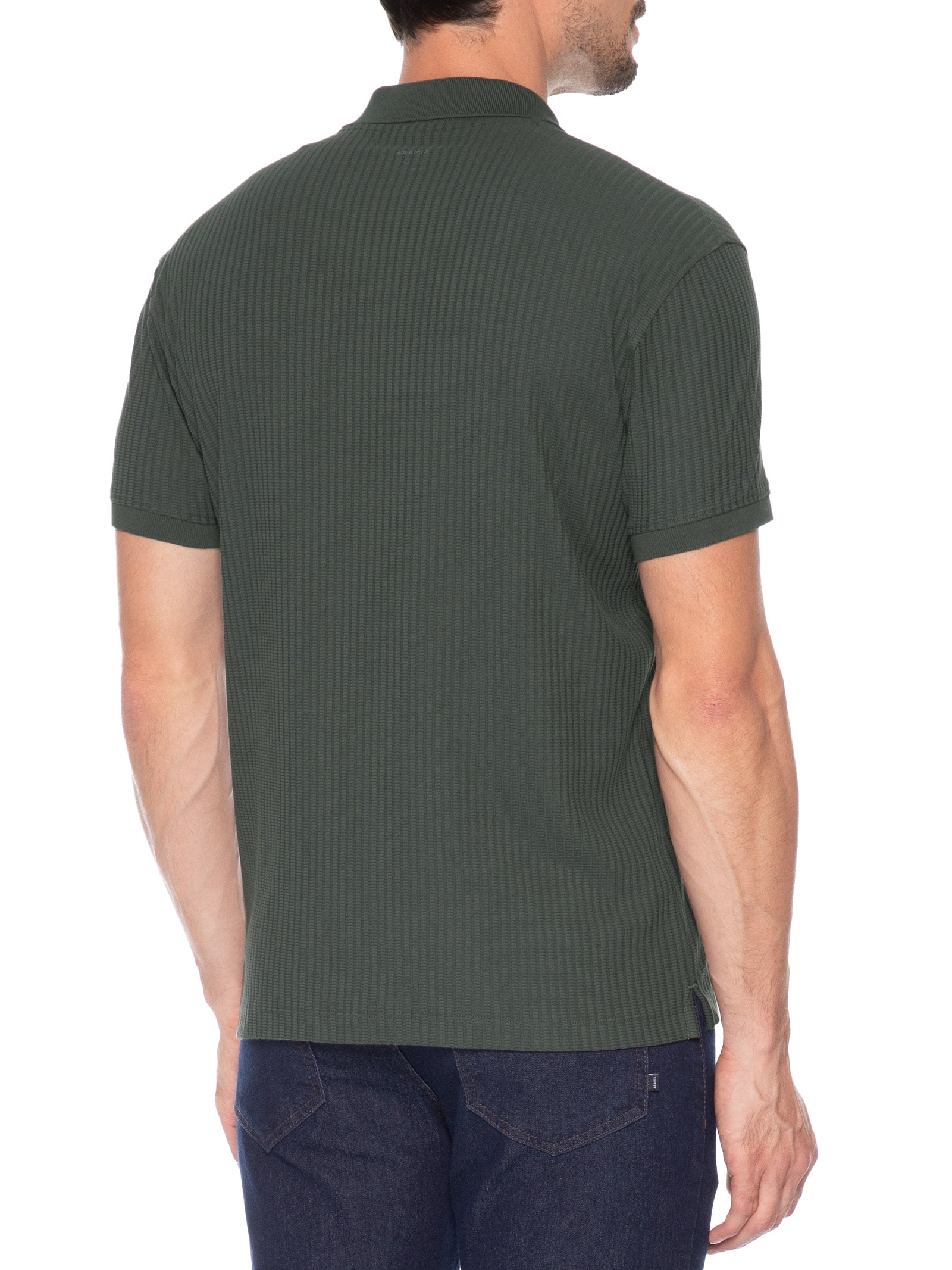 Polo Masculina em Malha Texturizada Verde Aramis