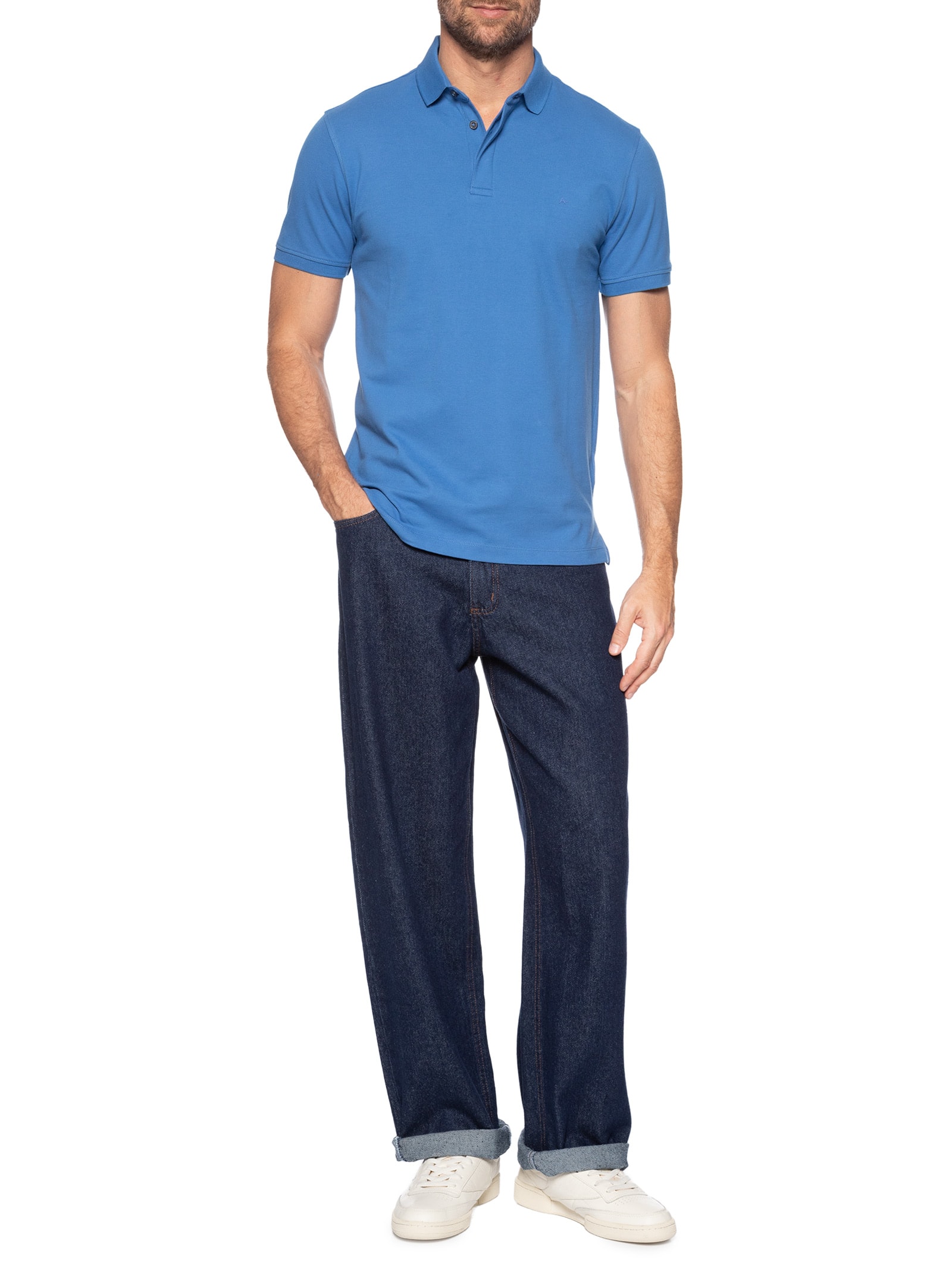 Polo Masculina Em Piquet ColorFix Azul Aramis
