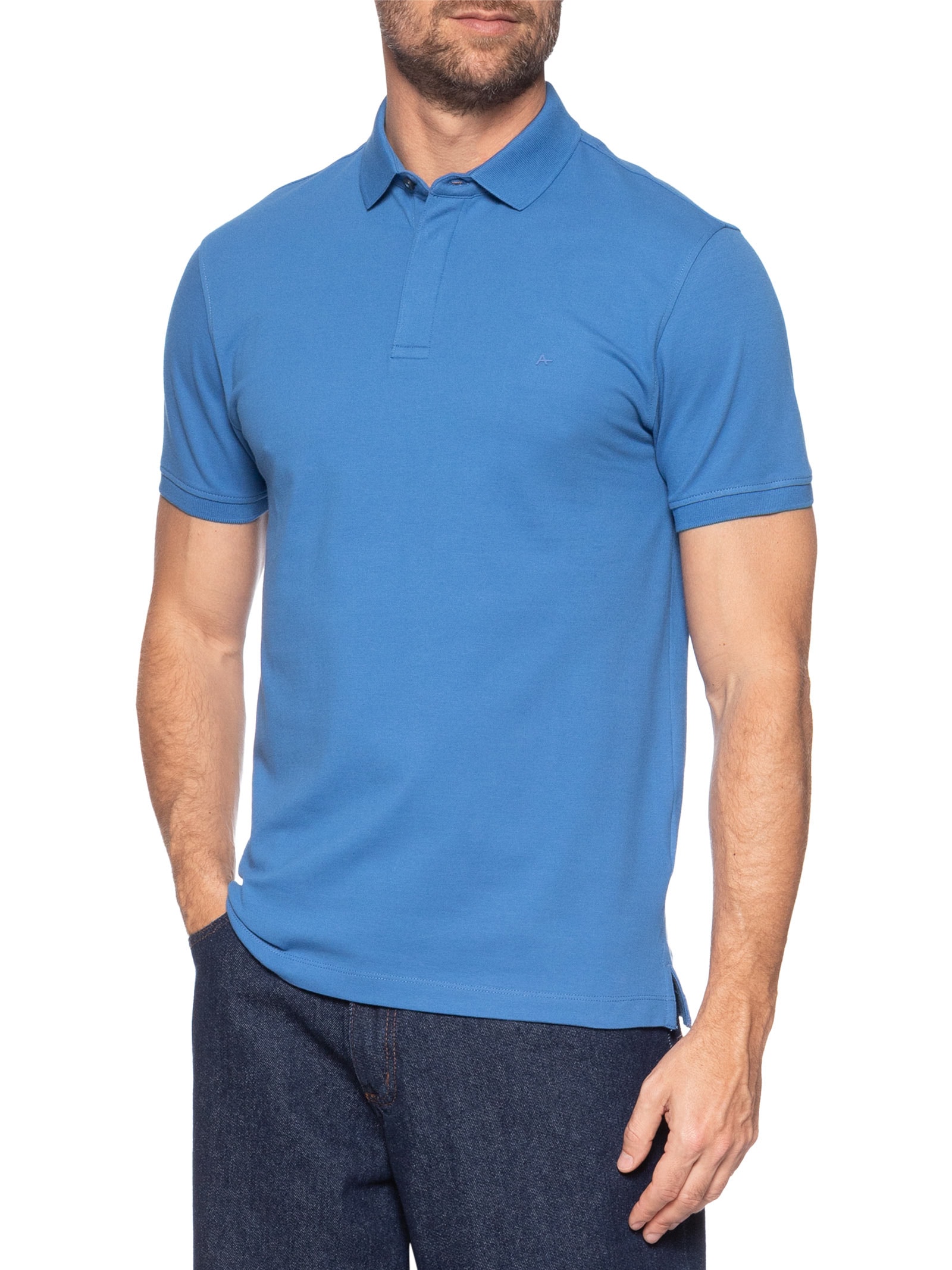 Polo Masculina Em Piquet ColorFix Azul Aramis