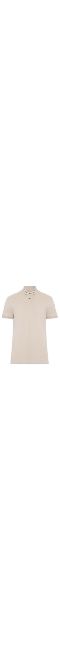 Polo Masculina Em Piquet Com Frisos - Bege