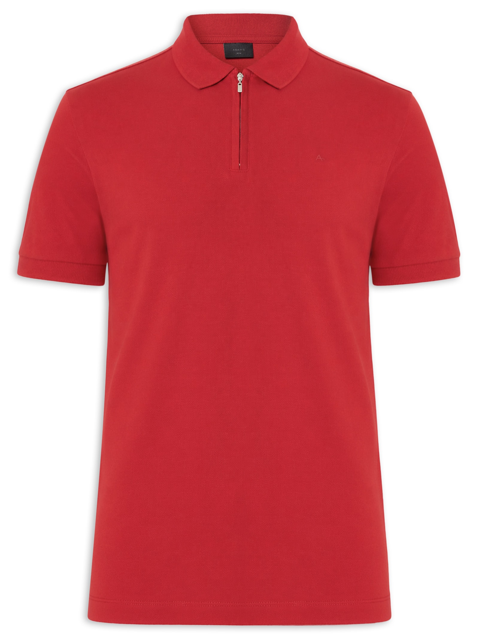 Polo Masculina Em Piquet Com Zíper Vermelho Aramis