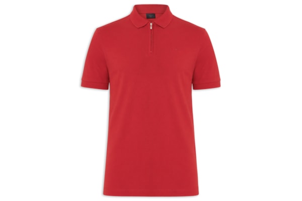 Polo Masculina Em Piquet Com Zíper - Vermelho